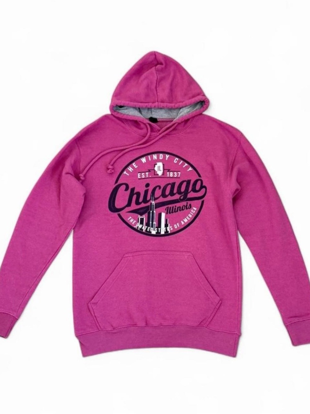 Chicago Graphic Hoodie - Magenta Pink